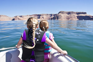 girls enjoying a boat ride on Lake Powell, Arizona