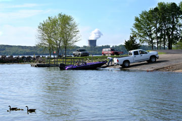 motorboat with outboard motor on the Arkansas River