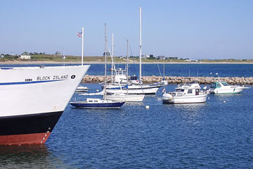 boats at Old Harbor marina, Block Island