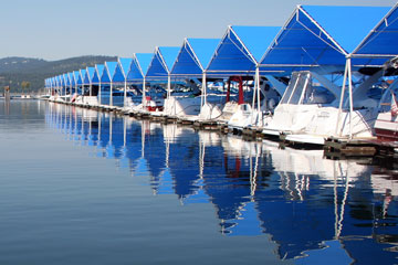 boats at Coeur-d'Alene marina, Idaho