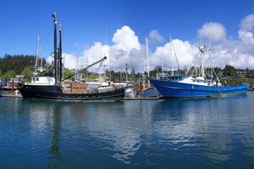 two fishing trawlers at Yaquina Bay, along the Oregon coast