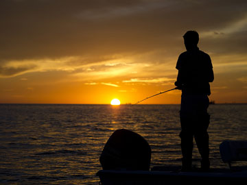 fishing from a motorboat near Gulfport, Mississippi