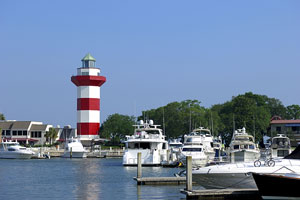 yachts and lighthouse at Hilton Head Island, South Carolina