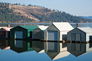 boathouses on an Idaho Lake