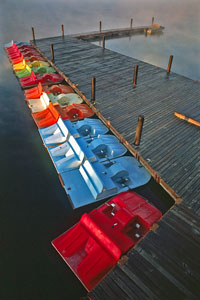 colorful paddleboats at Shawnee Mission Park, Kansas