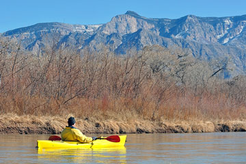 kayaking near the Sandia Mountains, New Mexico