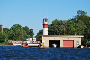 Tenney Park locks and boat house on Lake Monona in Madison, Wisconsin