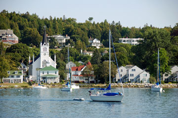 boats in Mackinac Island harbor