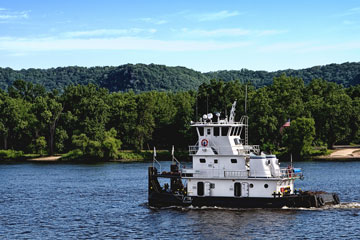 towboat on the Mississippi River in Minnesota