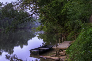 rowboat in the Meramac River near St. Louis, Missouri