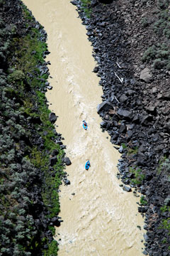 kayakers on the Rio Grande River near Taos, New Mexico