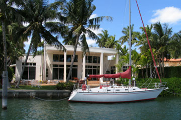 docked sailboat near Miami, Florida