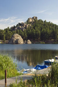 paddle boats on Sylvan Lake in South Dakota's Black Hills