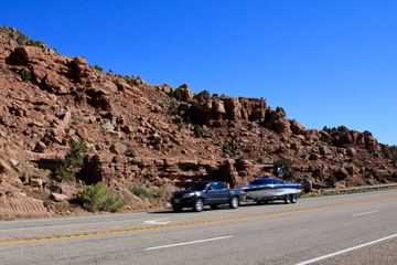 pickup truck towing a boat in Utah