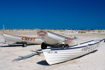 lifeboats on the beach at Wildwood Crest, New Jersey